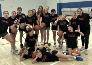 Women's group basketball training session at Vision Basketball Academy Denver Colorado