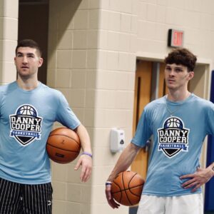 Danny Cooper running a group session at his basketball training academy serving 80 to 100 athletes per month